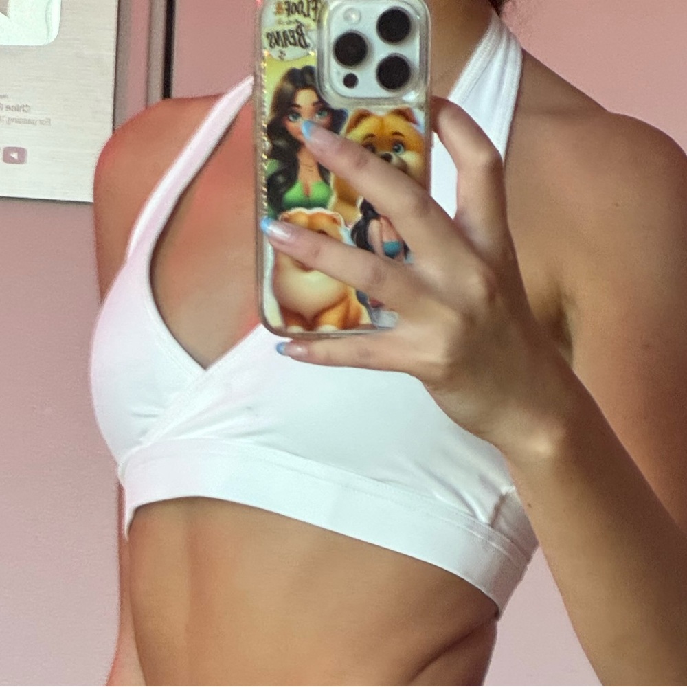 white sports bra
